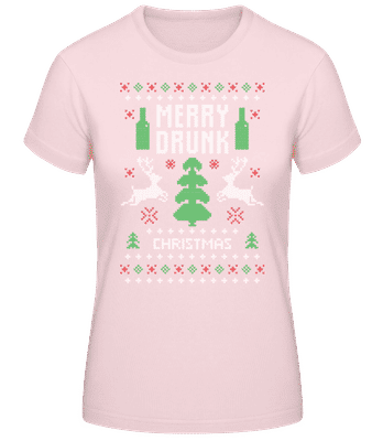 Merry Drunk Christmas - Dámské basic tričko - Růžová - Napřed