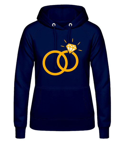 Vorschau: Diamant Eheringe - Frauen Hoodie - Marine - Vorne