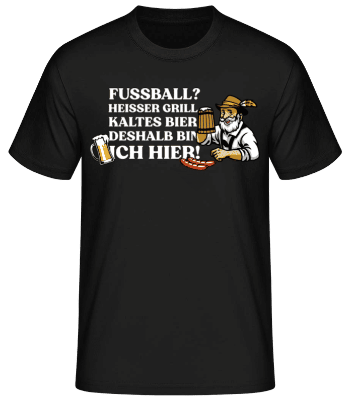 Vorschau: Heisser Grill Und Kaltes Bier - Männer Basic T-Shirt - Schwarz - Vorne