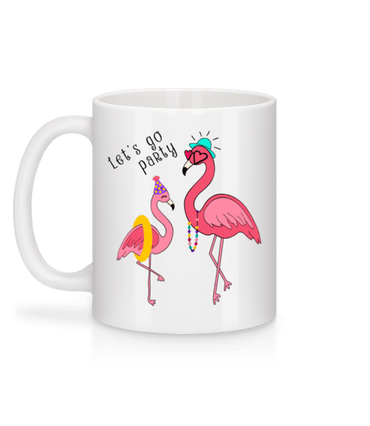 Aperçu: Party Flamingos - Mug en céramique blanc - Blanc - Derrière