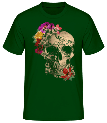 Skull Mexico - Pánské basic tričko - Bottle green - Napřed