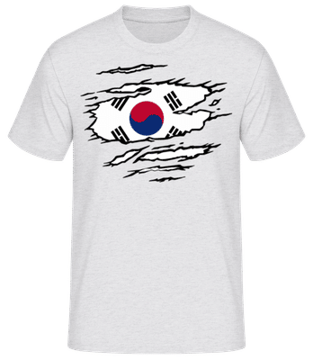  Drapeau déchiré Corée du Sud - T-shirt standard Homme - Gris chiné - Devant