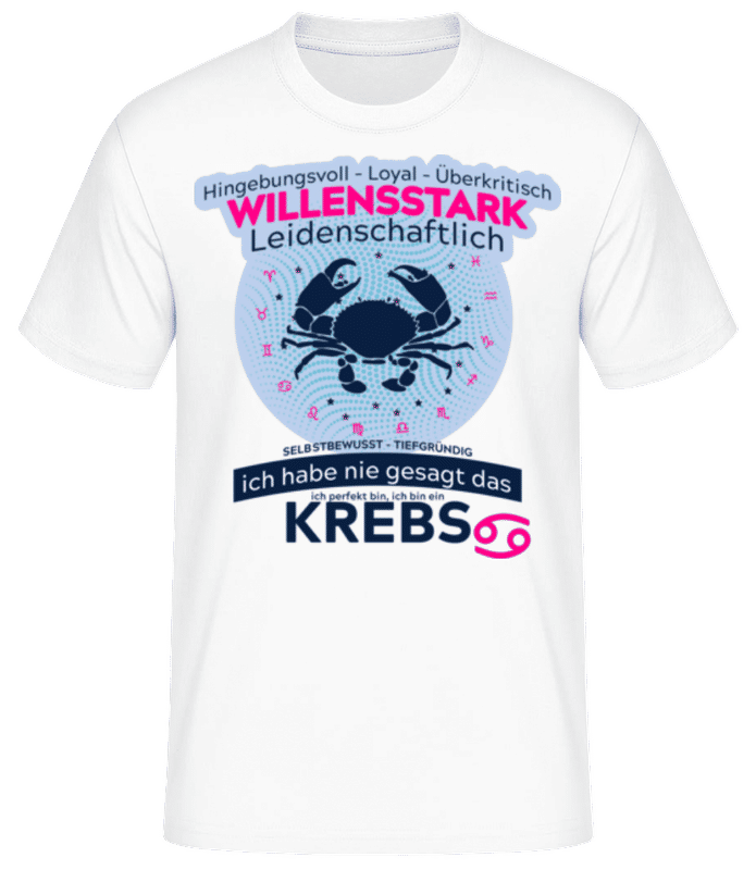Vorschau: Sternzeichen Krebs Blau - Männer Basic T-Shirt - Weiß - Vorne