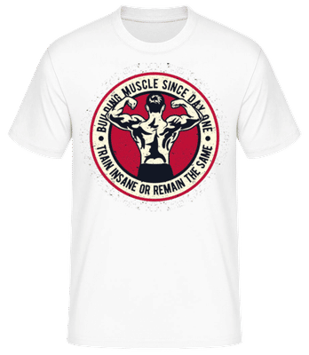 Building Muscle - Men's Basic T-Shirt - White - Front