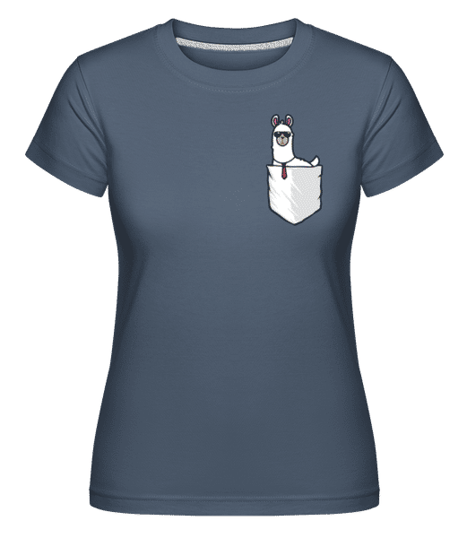 Preview: Alpaca Chest Pocket - Shirtinator Women's T-Shirt - Denim - Front