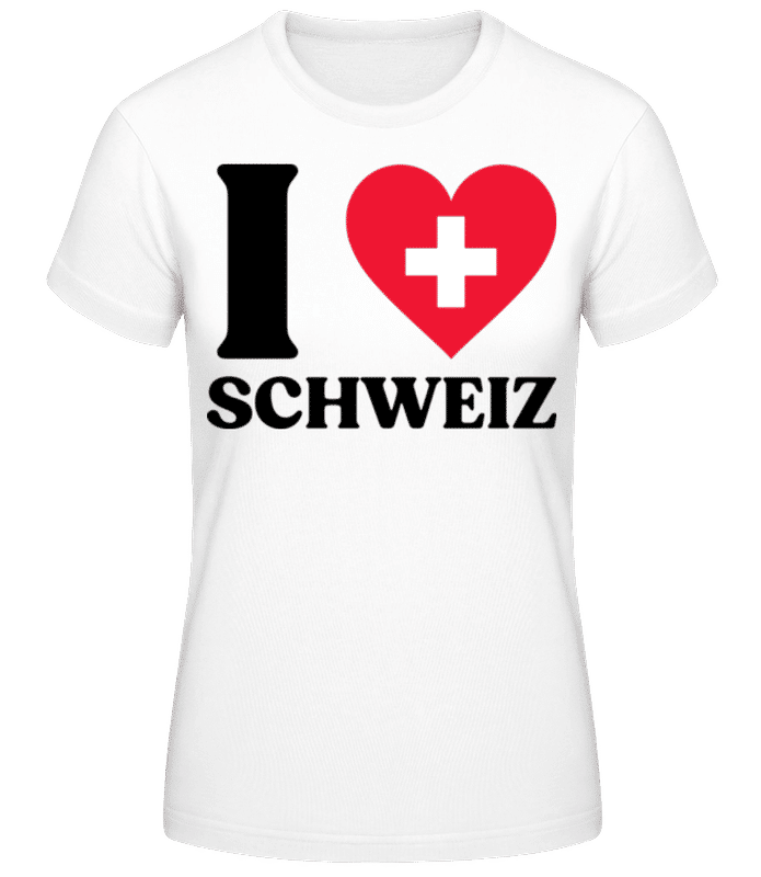 Vorschau: I Love Schweiz - Frauen Basic T-Shirt - Weiß - Vorne
