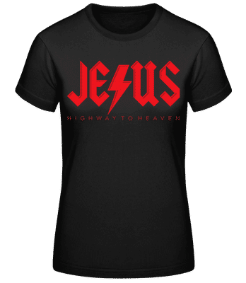 Jesus Highway To Heaven - Camiseta básica de mujer - Negro - delante
