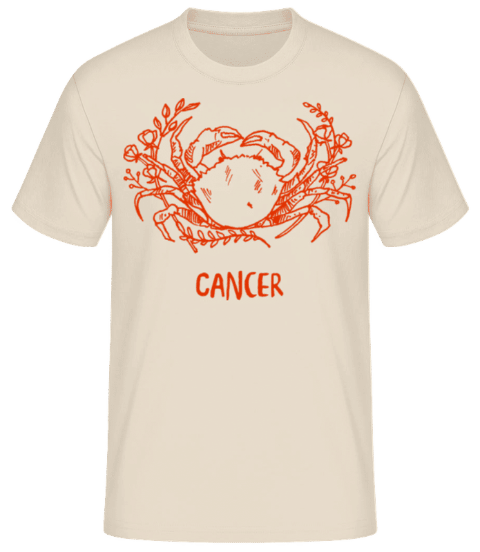 Vorschau: Scribble Style Zodiac Sign Cancer - Männer Basic T-Shirt - Creme - Vorne