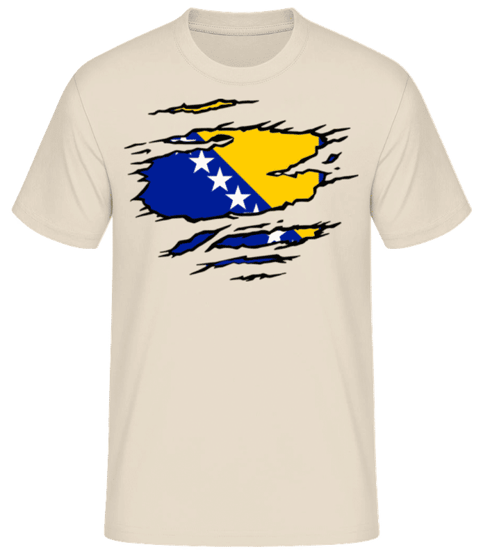 Preview: Ripped Flag Bosnia and Herzegovina - Men's B&C T-Shirt - Cream - Front
