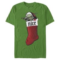 Star Wars - Yoda Xmas Stocking Nice - Navidad - Hombres Camiseta - Verde irlandés - delante