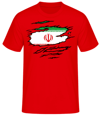 RoZtrhaná Vlajka Irán - Pánské basic tričko - Červená - Napřed