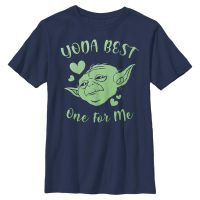 Star Wars - Yoda Best Hearts - Deň svätého Valentína - Detské Tričko - Namornícka modrá - Predné