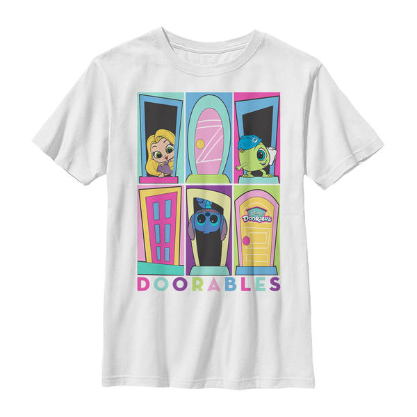 Aperçu: Disney - Doorables - Skupina In The Doorway - Enfant T-shirt - Blanc - Devant