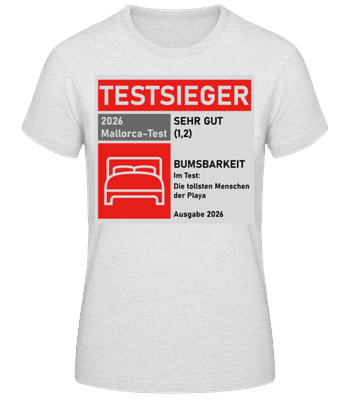 Testsieger Mallorca Bumsbarkeit - Frauen Basic T-Shirt - Grau meliert - Vorne