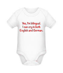 I Can Cry In Both English And German · Baby Bio Strampler