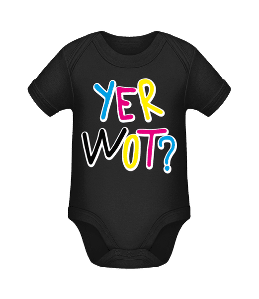 Preview: Yer Wot? - Organic Baby Body - Black - Front