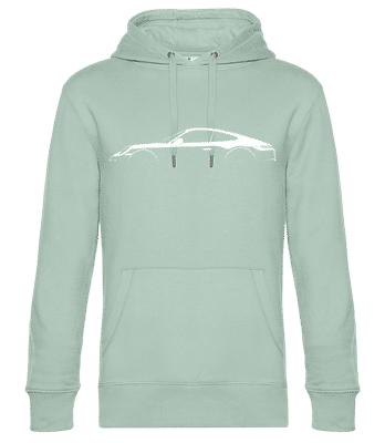 'Porsche 911 Carrera (992)' Silhouette - Unisex premium mikina s kapucí - Mátově zelená - Napřed