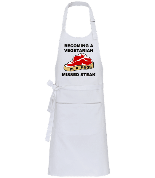 Aperçu: Becoming A Vegetarian Is A Huge Missed Steak - Tablier professionnel - Blanc - Devant
