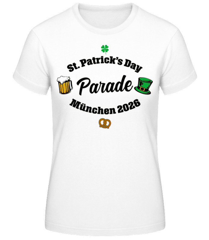 Vorschau: St. Patrick’s Day Parade München 2025 - Frauen Basic T-Shirt - Weiß - Vorne