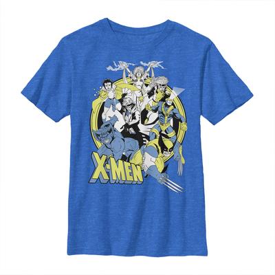 Marvel - Photo de groupe Vintage Xmen - Enfant T-shirt - Bleu royal chiné - Devant