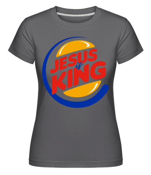 Aperçu: Jesus Is King -  T-shirt Shirtinator femme - Anthracite - Devant