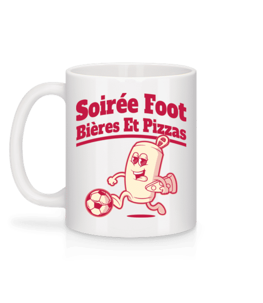 Aperçu: Soirée Foot Bières Et Pizzas - Mug en céramique blanc - Blanc - Derrière
