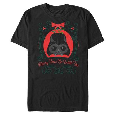 Star Wars - Darth Vader Merry Force - Weihnachten - Männer T-Shirt - Schwarz - Vorne