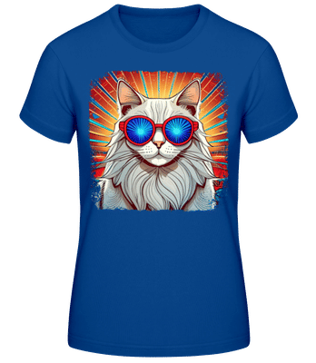 Chat Norvégien Des Forêts Look Hippie - T-shirt standard Femme - Bleu royal - Devant