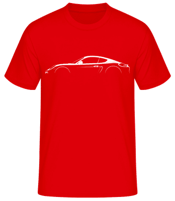 'Porsche Cayman 981' Silhouette  - Pánske basic tričko - Červená - Predné
