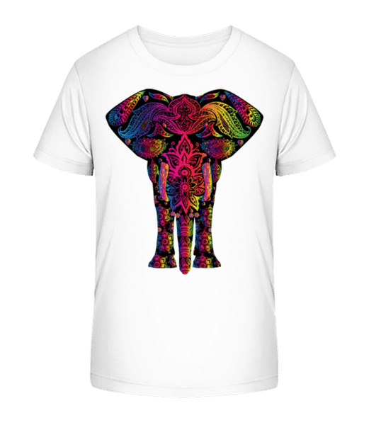 Aperçu: Éléphant Coloré - T-shirt bio Enfant Stanley Stella 2.0 - Blanc - Devant