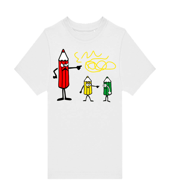 Vorschau: Buntstifte Gelb Ist Schuld - Kinder T-Shirt B&C - Weiß - Vorne