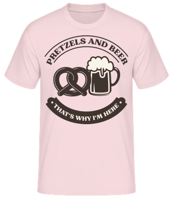 Pretzels And Beer Why I'm Here - Men's Basic T-Shirt - Pink - Front