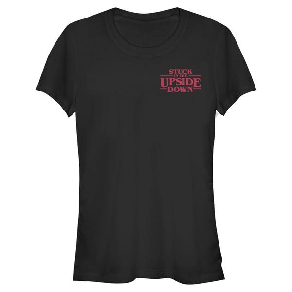 Aperçu: Netflix - Stranger Things - Text Upside Down Pocket - Femme T-shirt - Noir - Devant