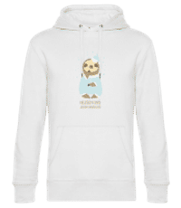 Nejsem Líný Jenom Unavený - Unisex premium mikina s kapucí - Bílá - Napřed