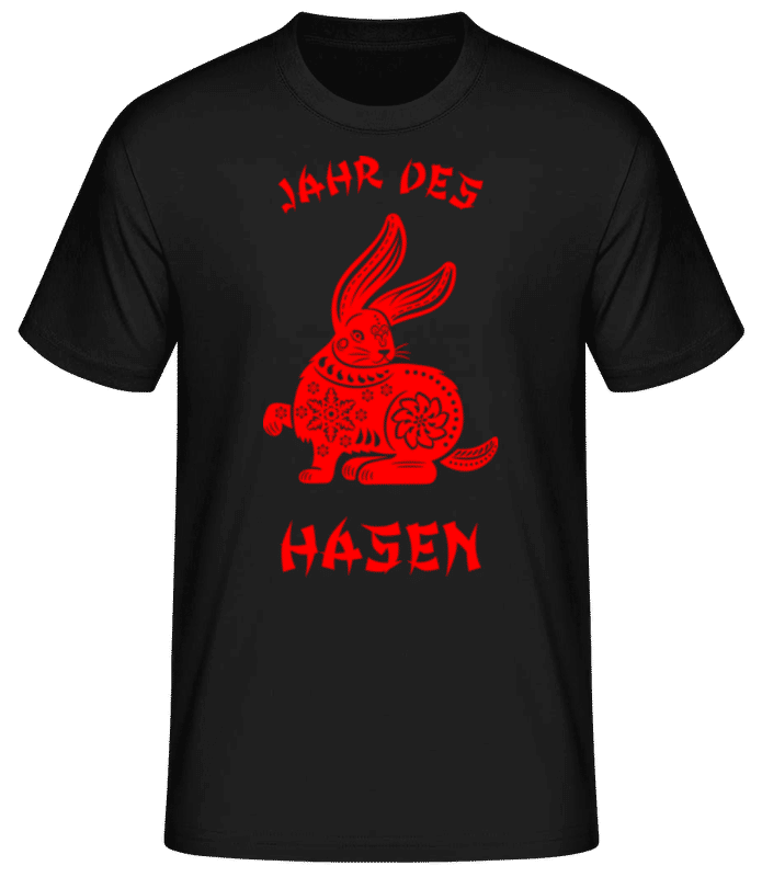 Vorschau: Chinesisches Zeichen Jahr Des Hasen - Männer Basic T-Shirt - Schwarz - Vorne