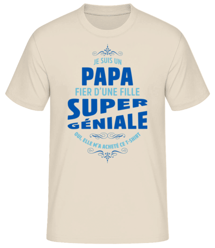Aperçu: Papa D'une Fille Géniale - T-shirt standard Homme - Crème - Devant