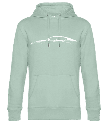 'Porsche Panamera S 971' Silhouette - Unisex premium mikina s kapucí - Mátově zelená - Napřed