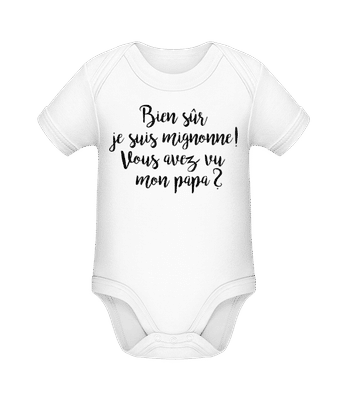 Bien Sur Je Sûr Mignonne! Papa - Body manches courtes bio - Blanc - Devant
