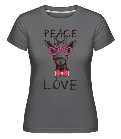Giraffe Peace Love -  Shirtinator Women's T-Shirt - Anthracite - Front