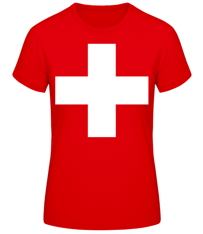 Vorschau: Schweiz Kreuz - Frauen T-Shirt B&C - Rot - Vorne