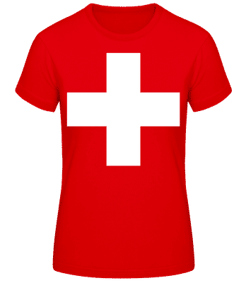 Schweiz Kreuz - Frauen T-Shirt B&C - Rot - Vorne
