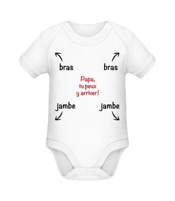 Papa, Tu Peux Y Arriver! - Body manches courtes bio - Blanc - Devant