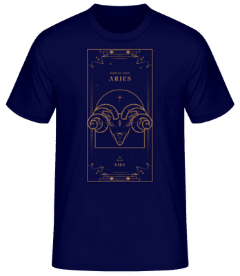 Art Deco Zodiac Sign Aries - Pánske basic tričko - Namornícka modrá - Predné