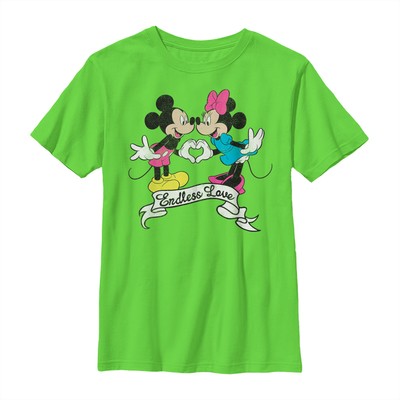 Disney Classics - Mickey Mouse - Mickey & Minnie Endless Love - Valentine's Day - Kids T-Shirt - Lime - Front