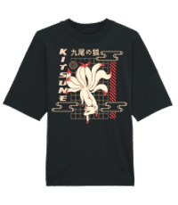 Kitsune - Unisex Bio Oversize T-Shirt Stanley Stella 2.0 - Schwarz - Vorne