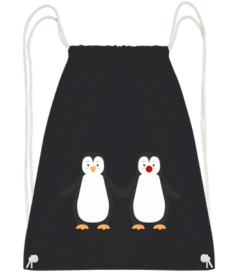 Couple Pingouin - Sac à dos Drawstring - Noir - Vorn