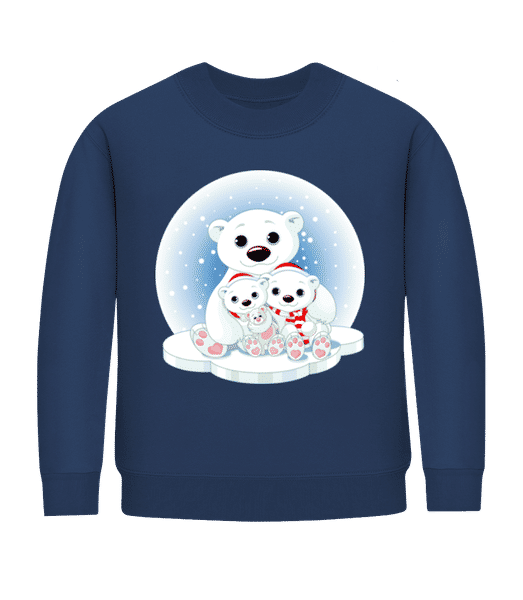 Vorschau: Eisbären Familie - Kinder Pullover - Marine - Vorne