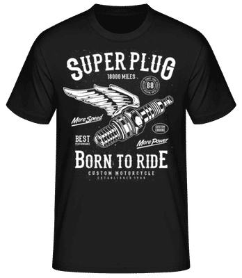 Super Plug - Männer Basic T-Shirt - Schwarz - Vorne