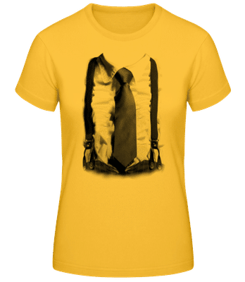 Suspenders And Tie - Women's Basic T-Shirt - Golden yellow - Front