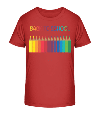 Back To School - Crayons - Kid's Organic T-Shirt Stanley Stella 2.0 - Red - Front
